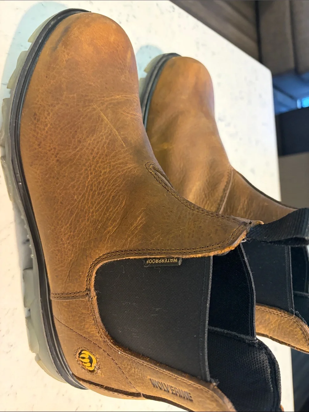 Wolverine Brown Pull-On Chelsea Work Boots EPX W10791 CarbonMAX
